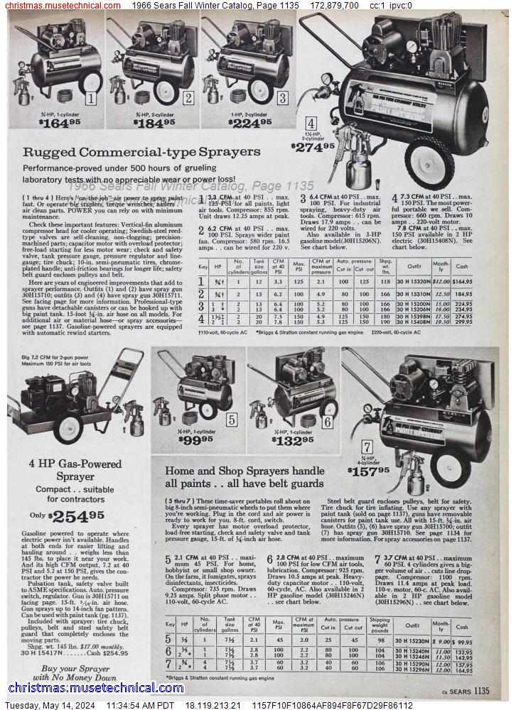 1966 Sears Fall Winter Catalog, Page 1135