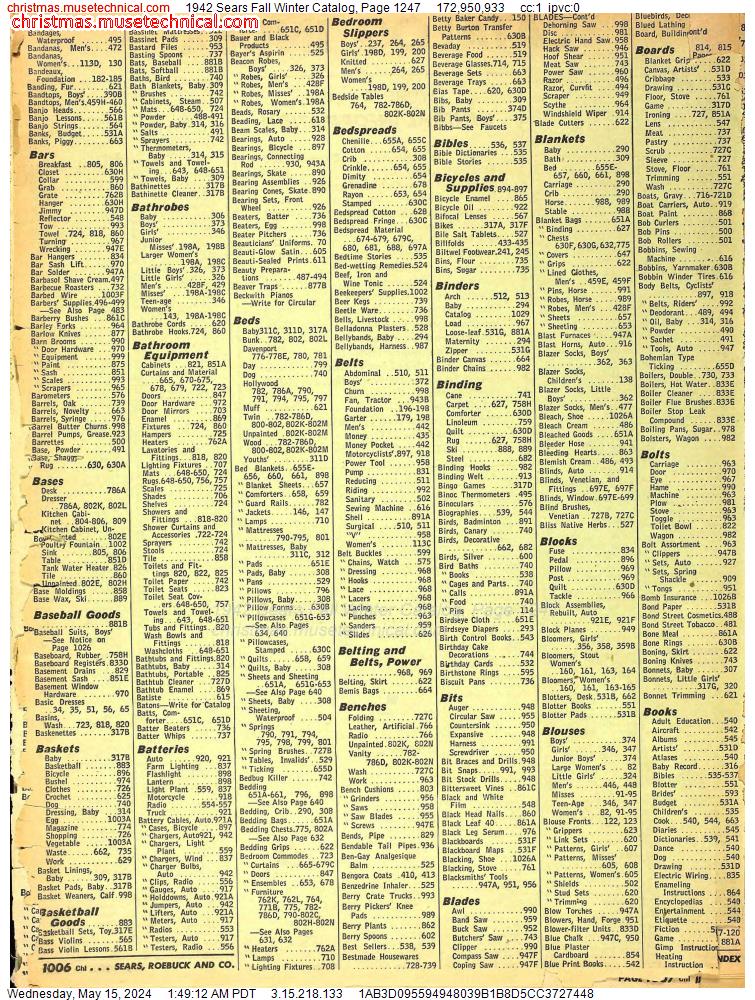 1942 Sears Fall Winter Catalog, Page 1247