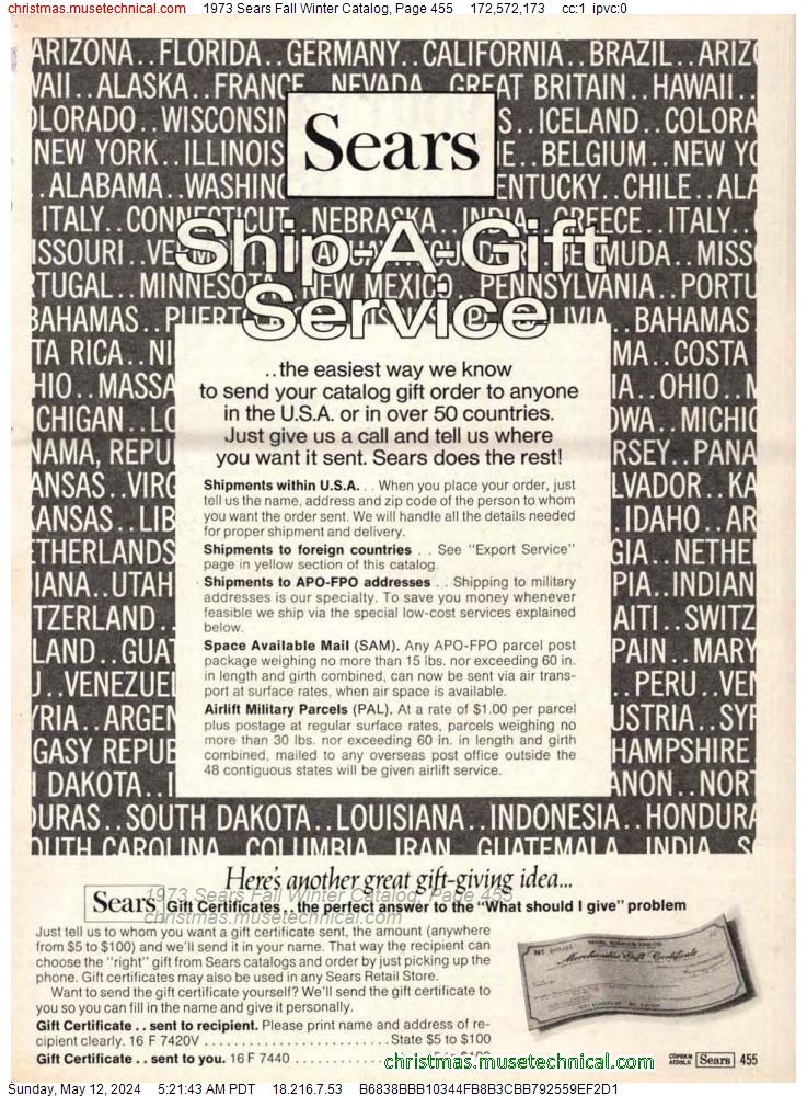 1973 Sears Fall Winter Catalog, Page 455
