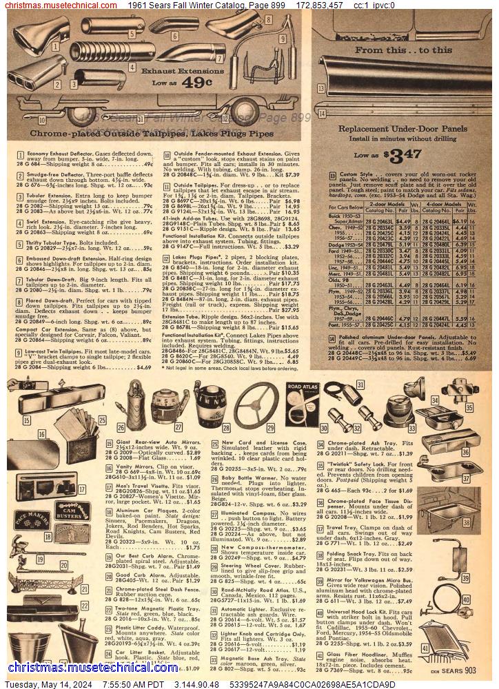 1961 Sears Fall Winter Catalog, Page 899