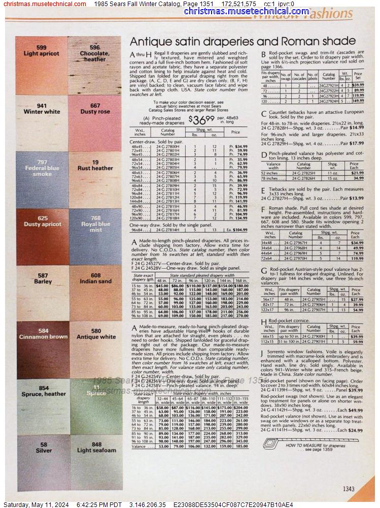 1985 Sears Fall Winter Catalog, Page 1351