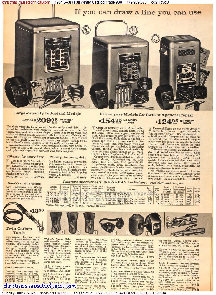 1961 Sears Fall Winter Catalog, Page 988