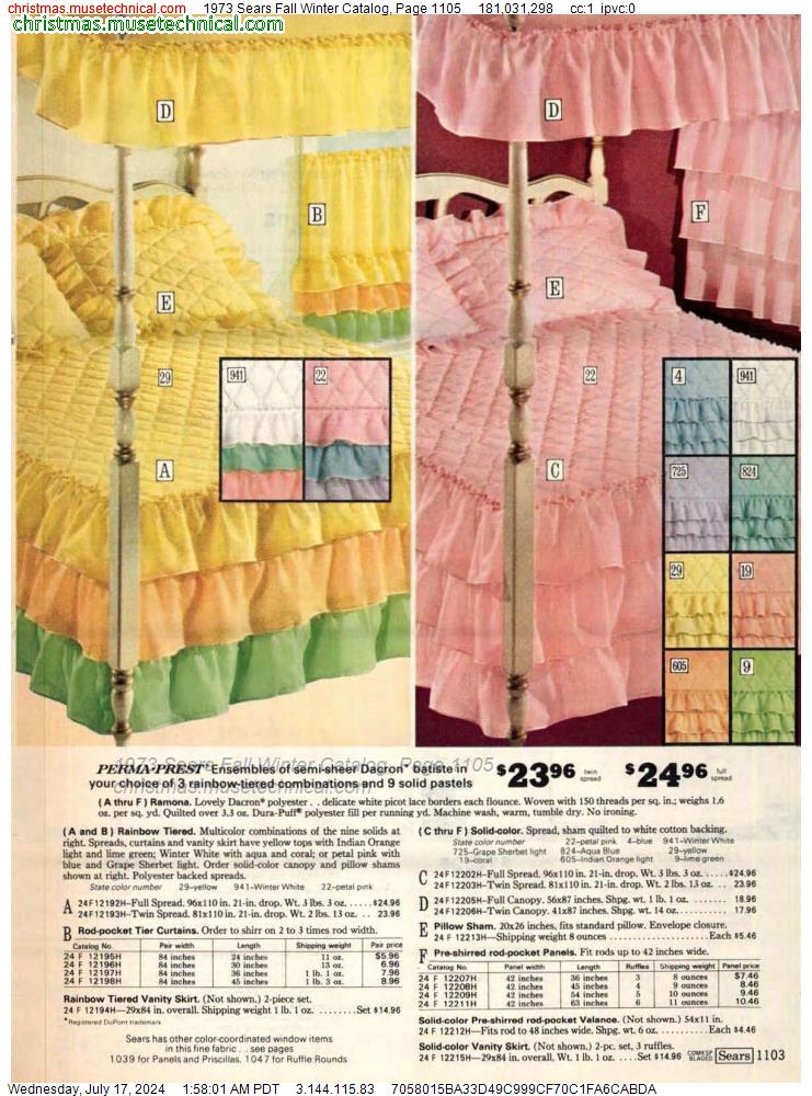 1973 Sears Fall Winter Catalog, Page 1105