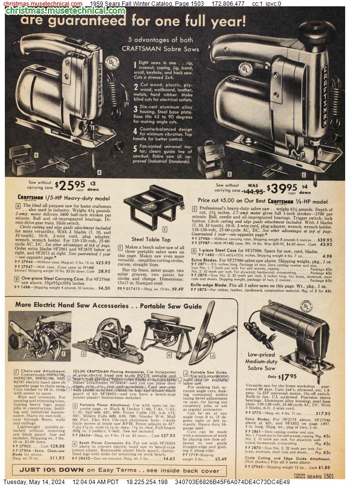 1959 Sears Fall Winter Catalog, Page 1503