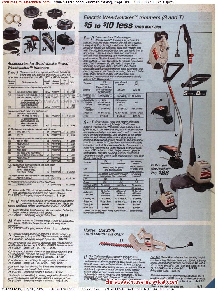 1986 Sears Spring Summer Catalog, Page 701