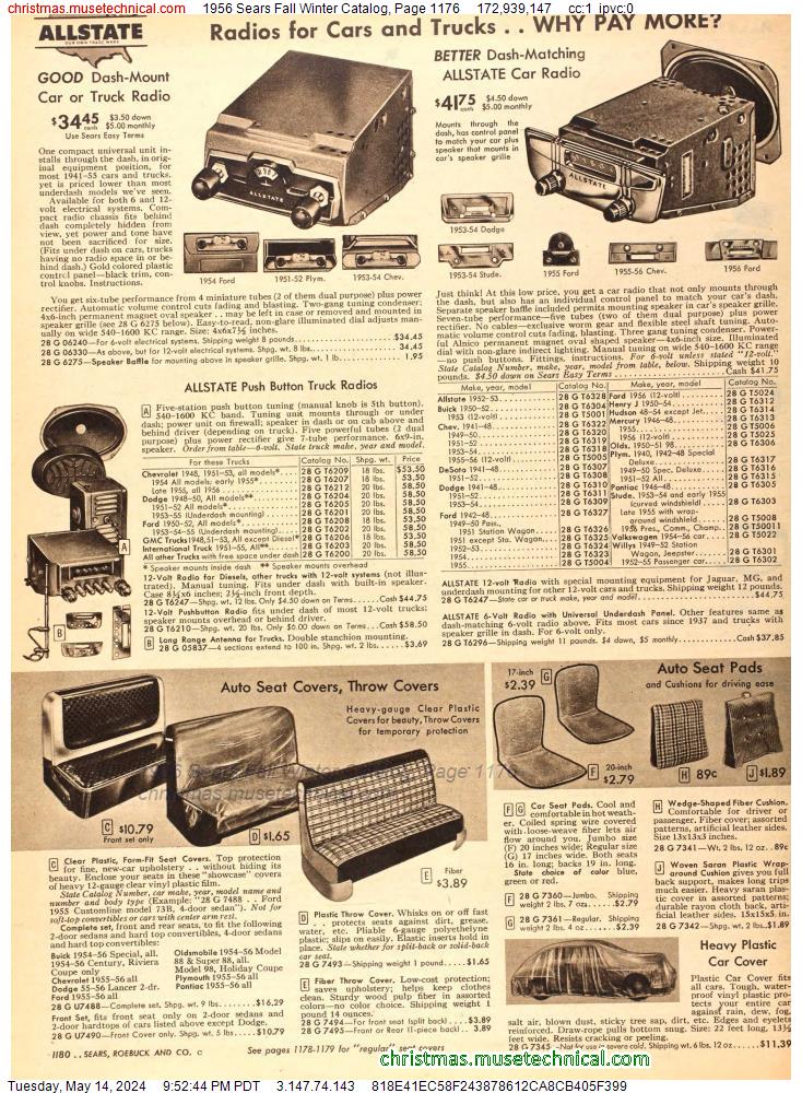 1956 Sears Fall Winter Catalog, Page 1176