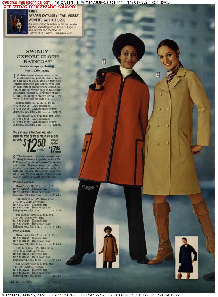 1972 Sears Fall Winter Catalog, Page 144