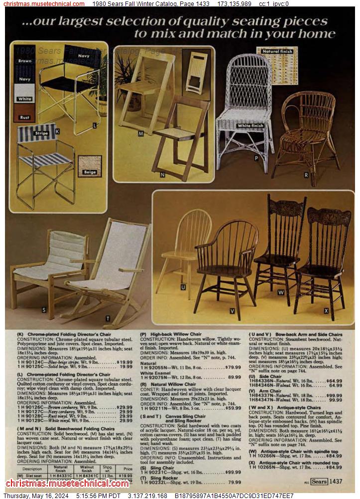 1980 Sears Fall Winter Catalog, Page 1433