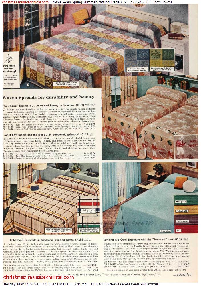 1958 Sears Spring Summer Catalog, Page 732