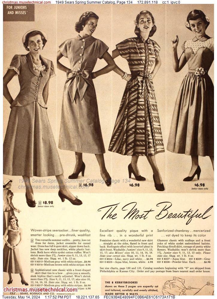 1949 Sears Spring Summer Catalog, Page 134