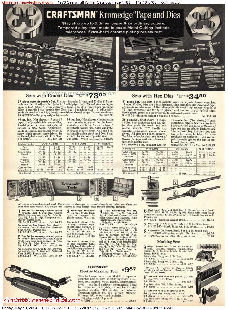 1970 Sears Fall Winter Catalog, Page 1188