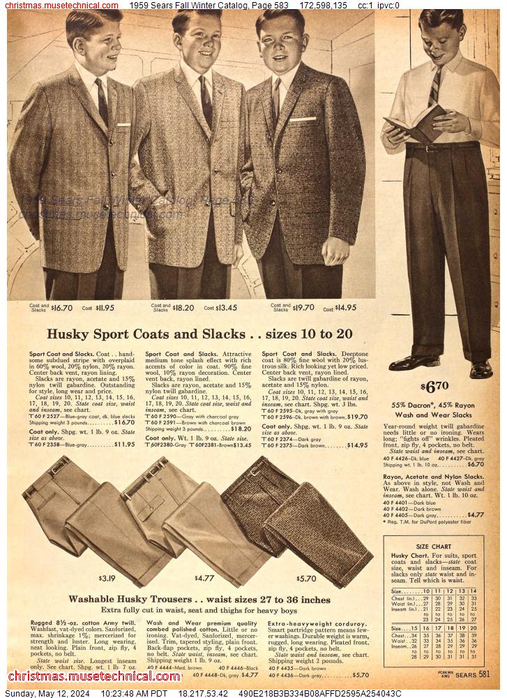 1959 Sears Fall Winter Catalog, Page 583