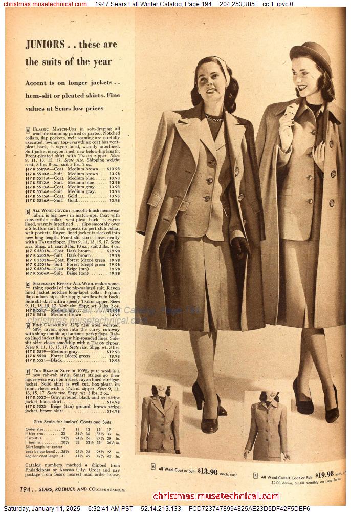 1947 Sears Fall Winter Catalog, Page 194