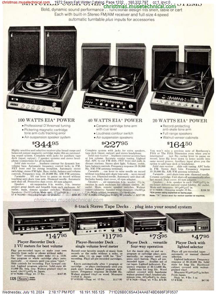 1972 Sears Fall Winter Catalog, Page 1332