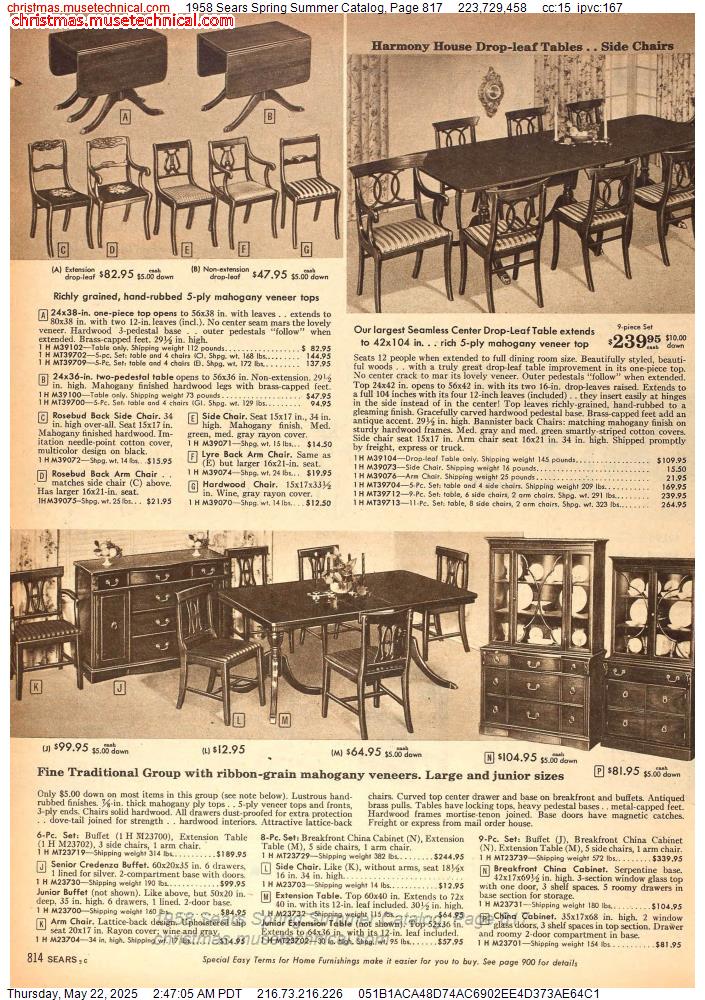 1958 Sears Spring Summer Catalog, Page 817