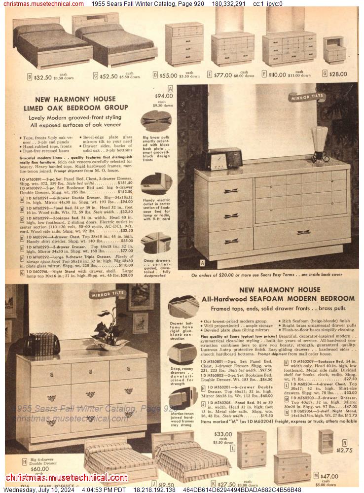 1955 Sears Fall Winter Catalog, Page 920