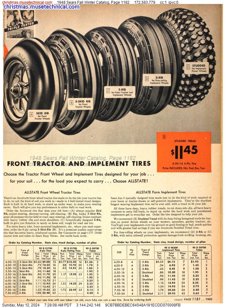 1948 Sears Fall Winter Catalog, Page 1182