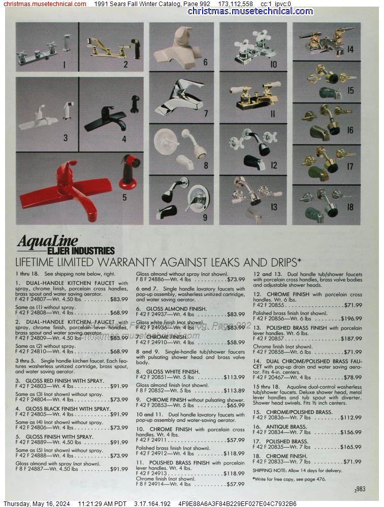 1991 Sears Fall Winter Catalog, Page 992