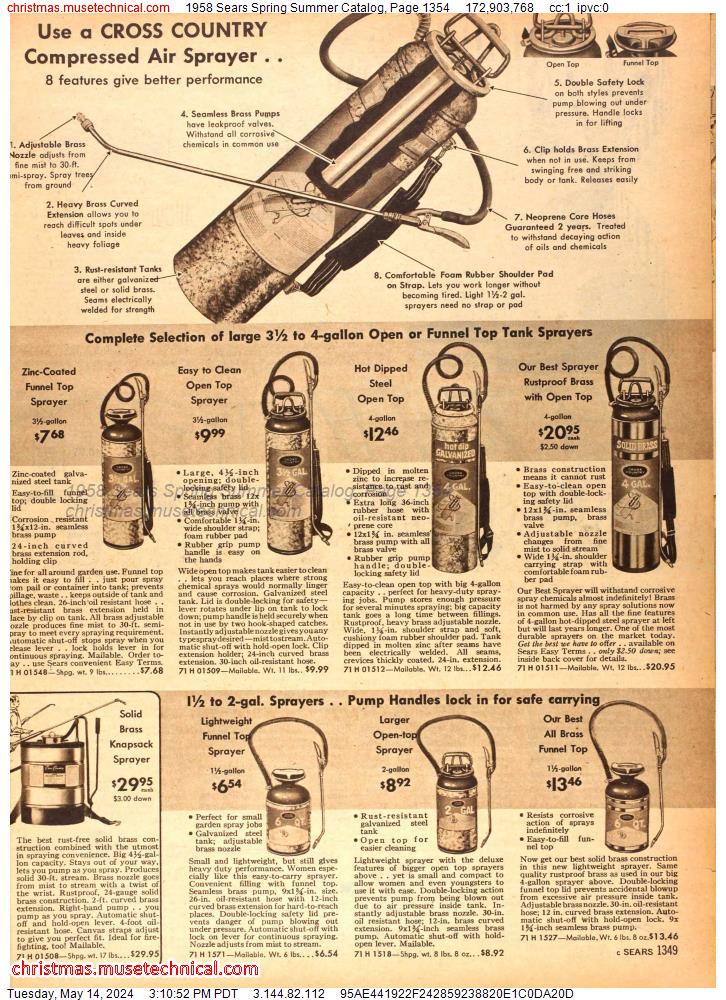 1958 Sears Spring Summer Catalog, Page 1354