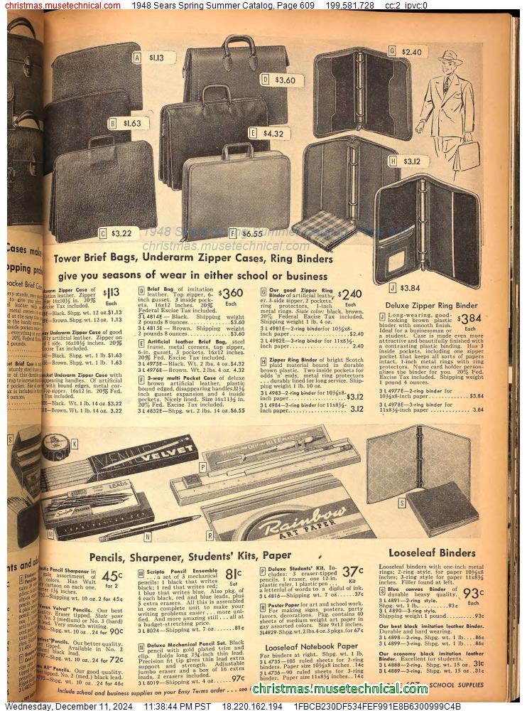 1948 Sears Spring Summer Catalog, Page 609