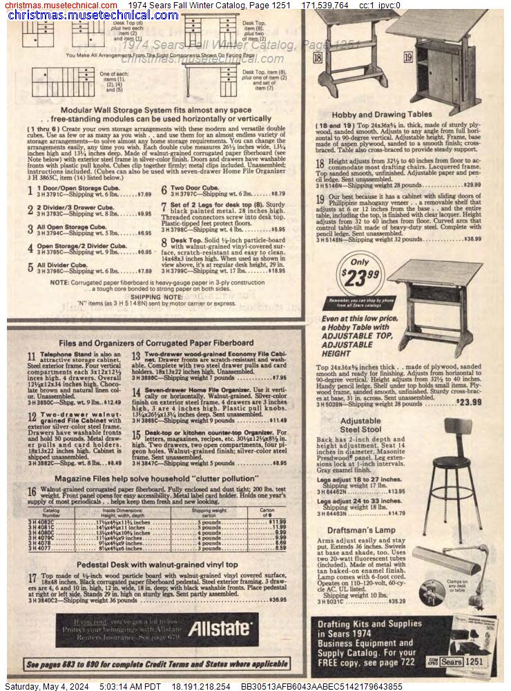 1974 Sears Fall Winter Catalog, Page 1251