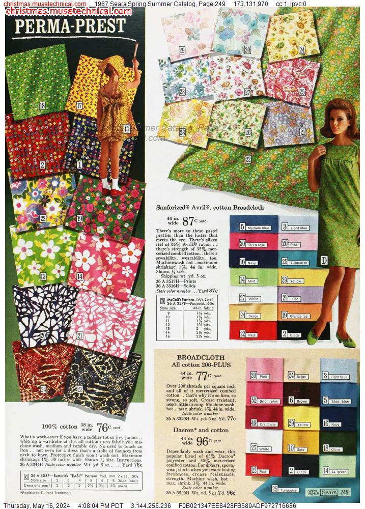 1967 Sears Spring Summer Catalog, Page 249