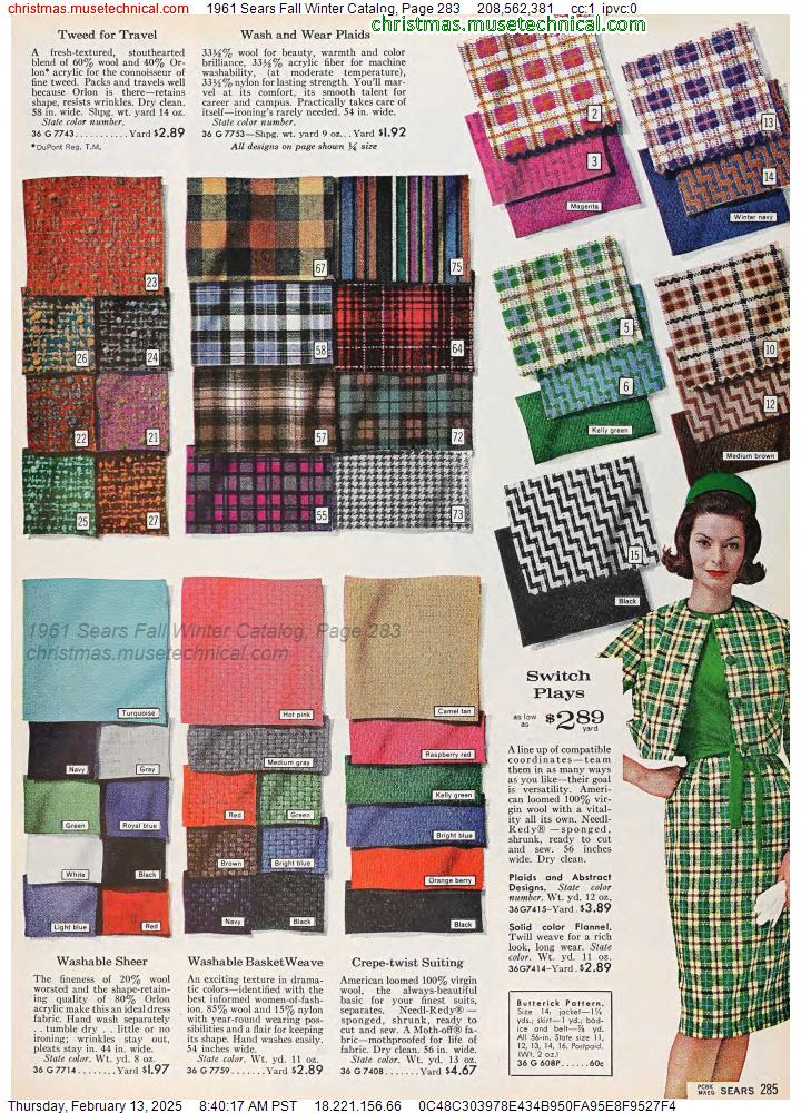 1961 Sears Fall Winter Catalog, Page 283