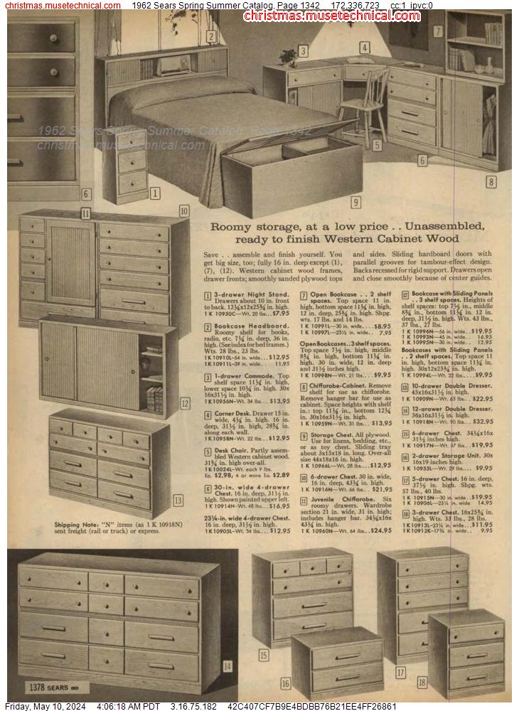 1962 Sears Spring Summer Catalog, Page 1342