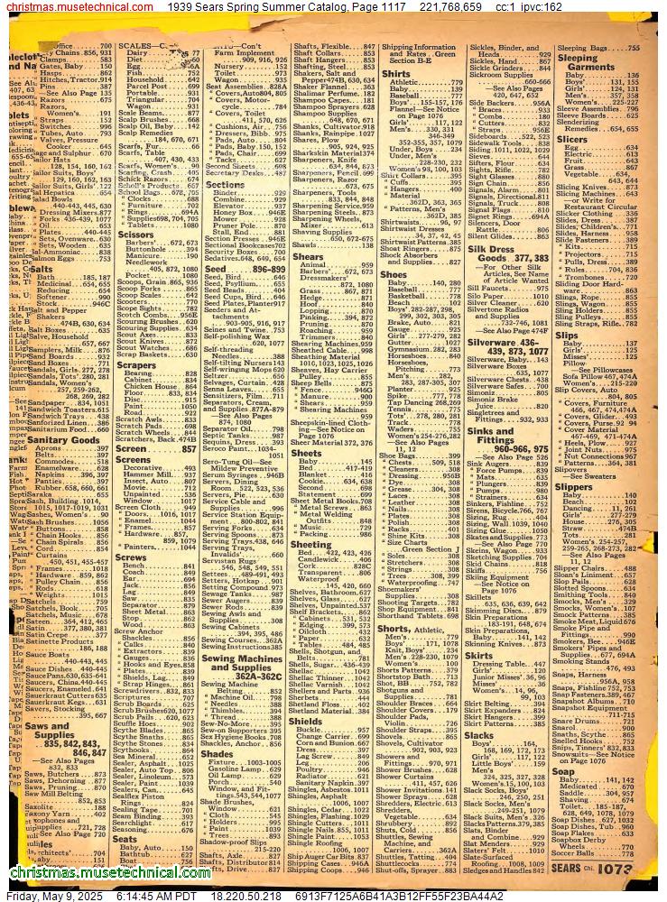 1939 Sears Spring Summer Catalog, Page 1117