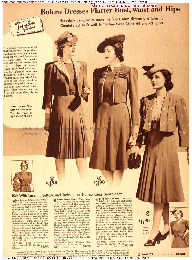 1940 Sears Fall Winter Catalog, Page 86