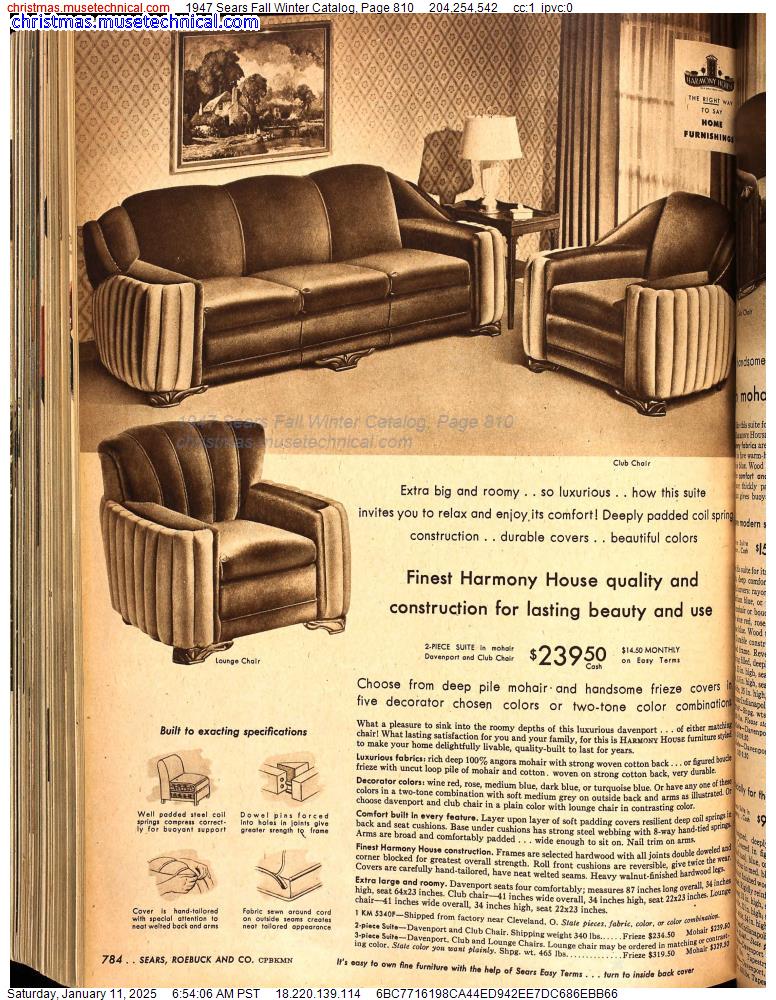 1947 Sears Fall Winter Catalog, Page 810