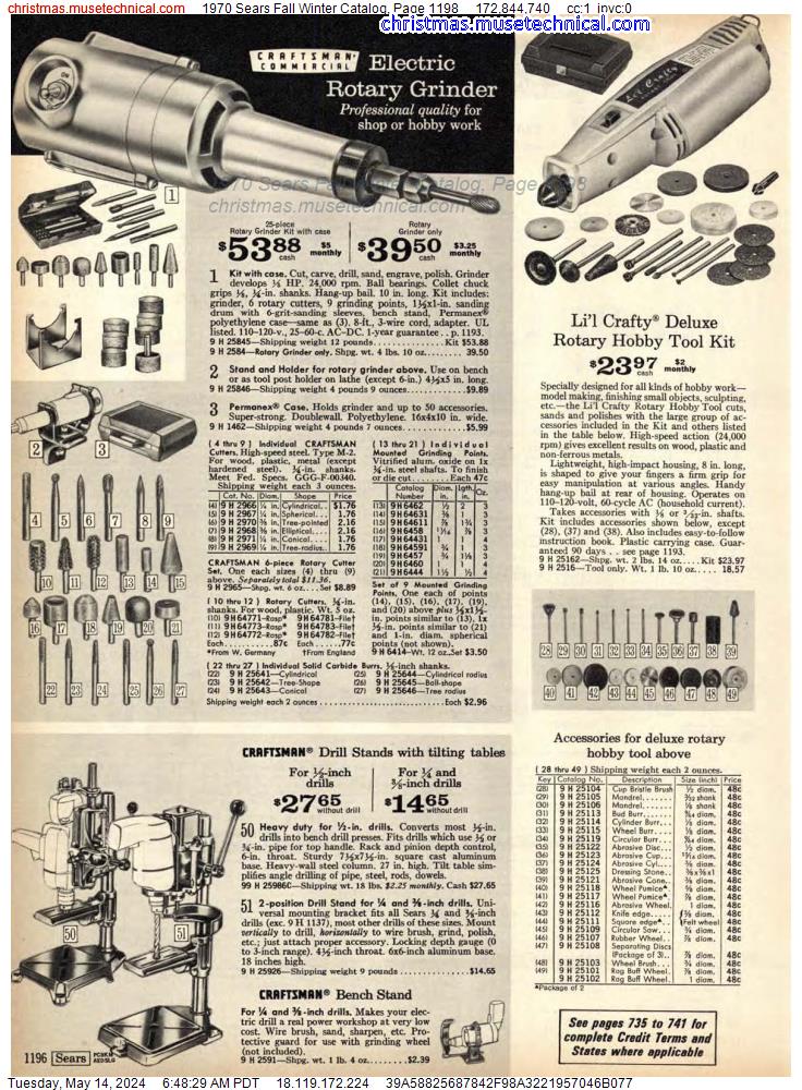 1970 Sears Fall Winter Catalog, Page 1198