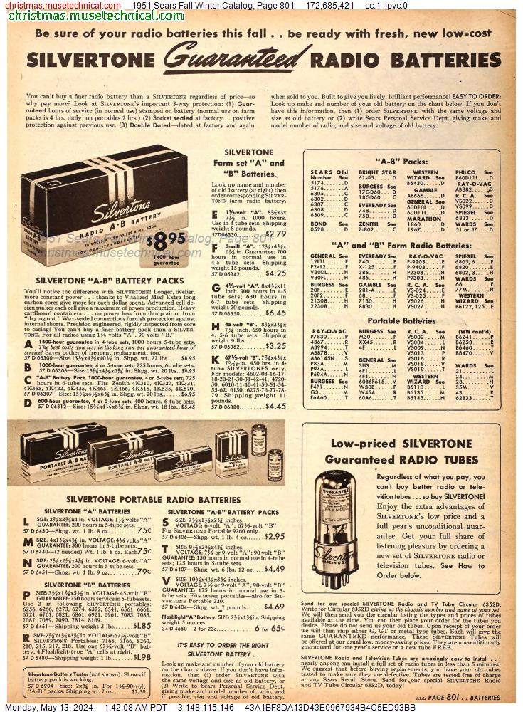 1951 Sears Fall Winter Catalog, Page 801