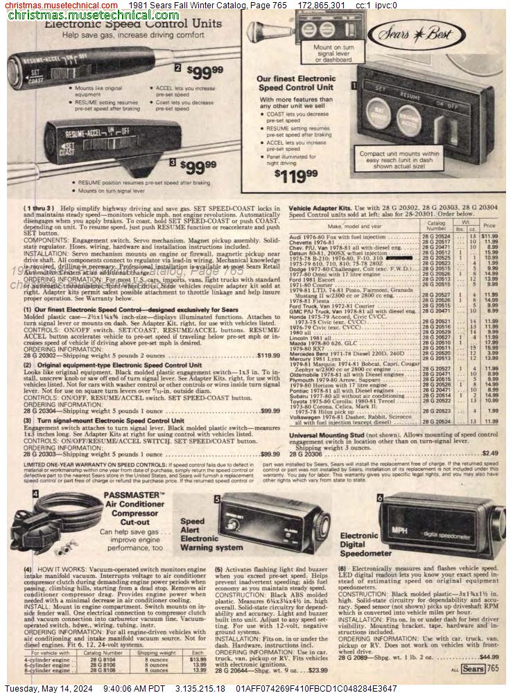 1981 Sears Fall Winter Catalog, Page 765
