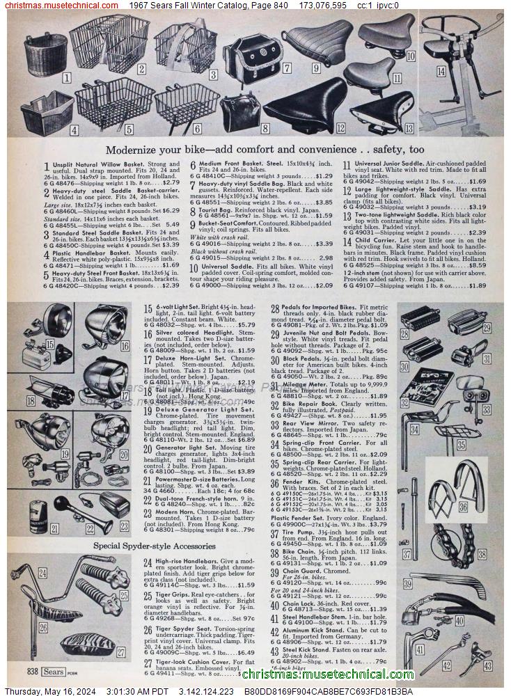 1967 Sears Fall Winter Catalog, Page 840