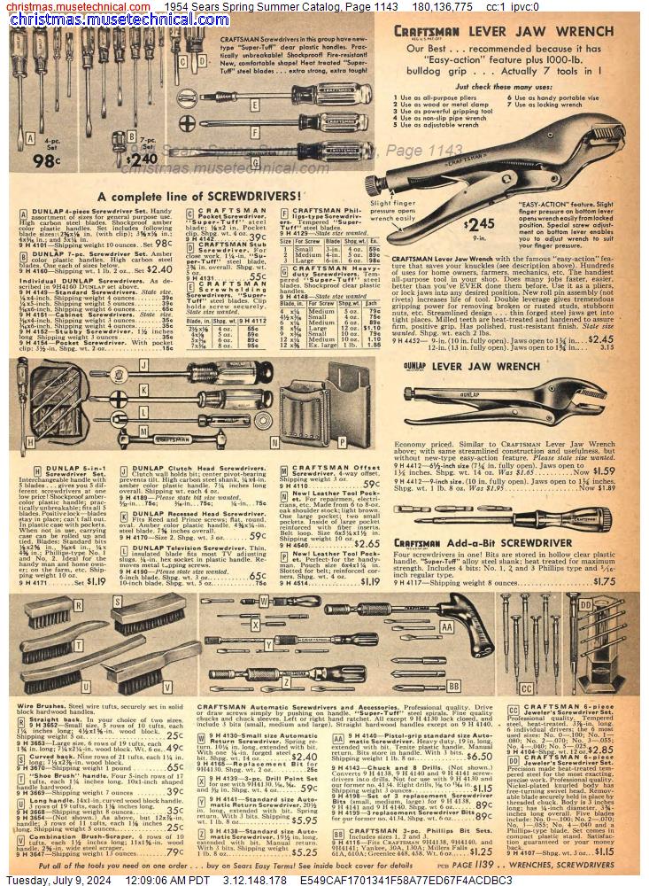 1954 Sears Spring Summer Catalog, Page 1143