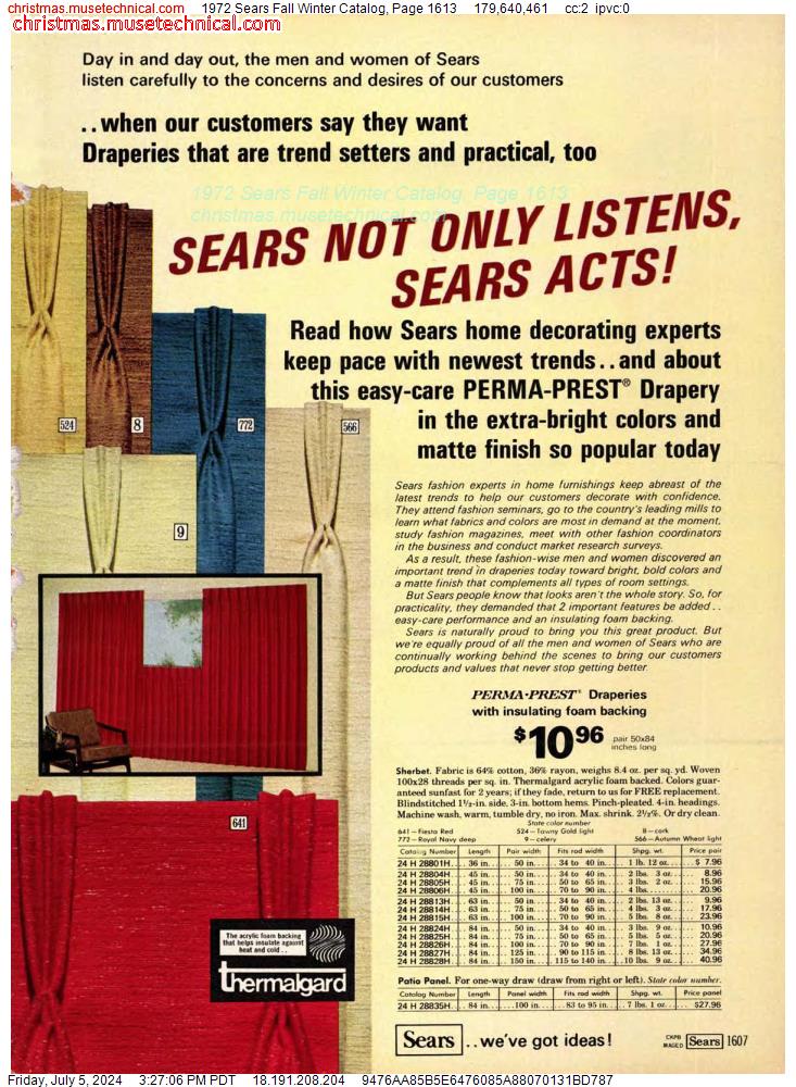 1972 Sears Fall Winter Catalog, Page 1613
