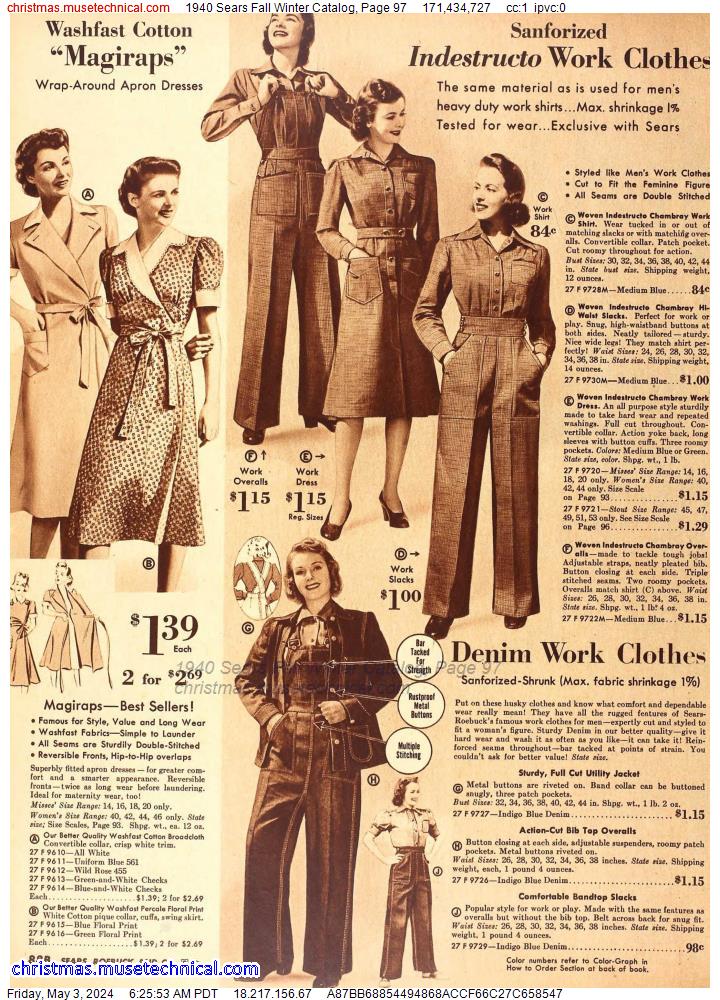 1940 Sears Fall Winter Catalog, Page 97