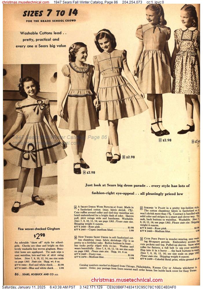 1947 Sears Fall Winter Catalog, Page 86