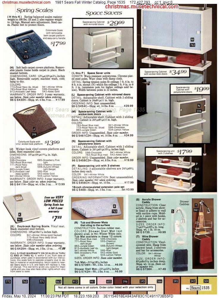 1981 Sears Fall Winter Catalog, Page 1535