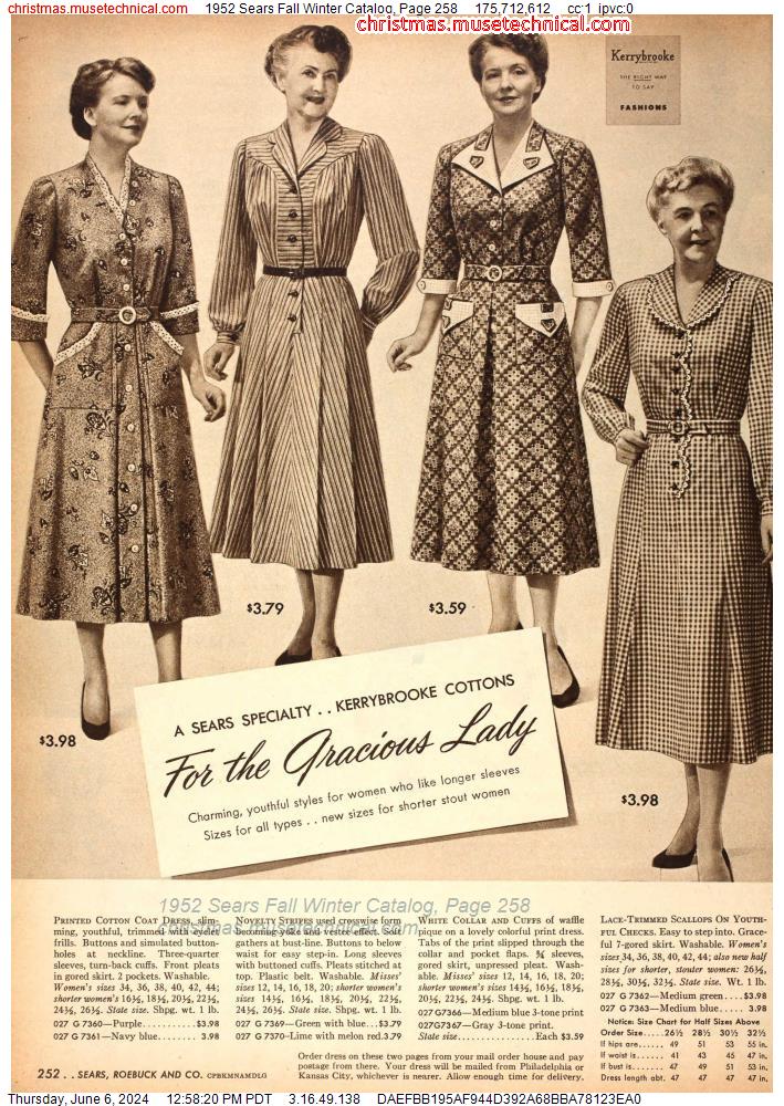 1952 Sears Fall Winter Catalog, Page 258