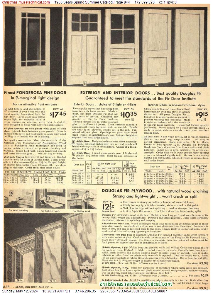 1950 Sears Spring Summer Catalog, Page 844