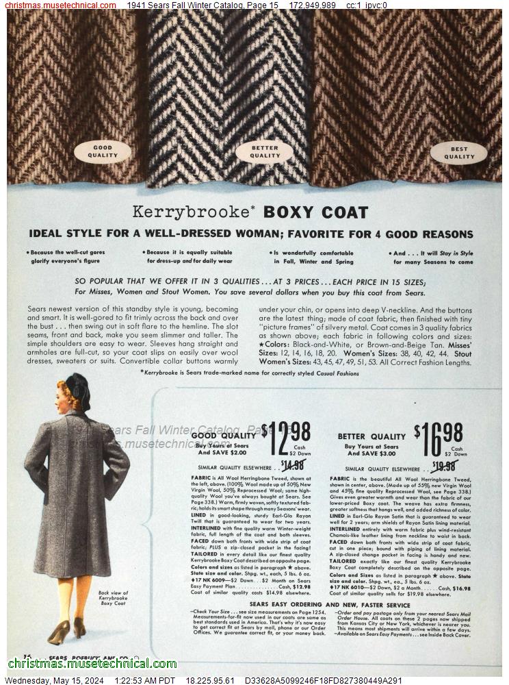 1941 Sears Fall Winter Catalog, Page 15