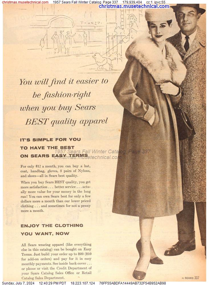 1957 Sears Fall Winter Catalog, Page 337