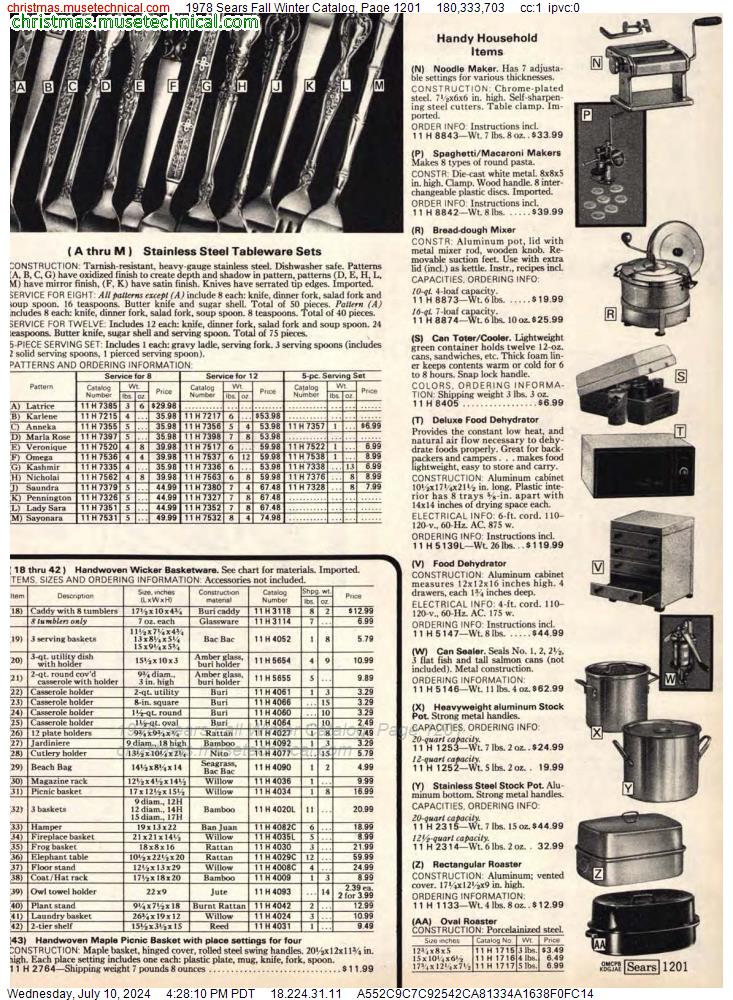 1978 Sears Fall Winter Catalog, Page 1201