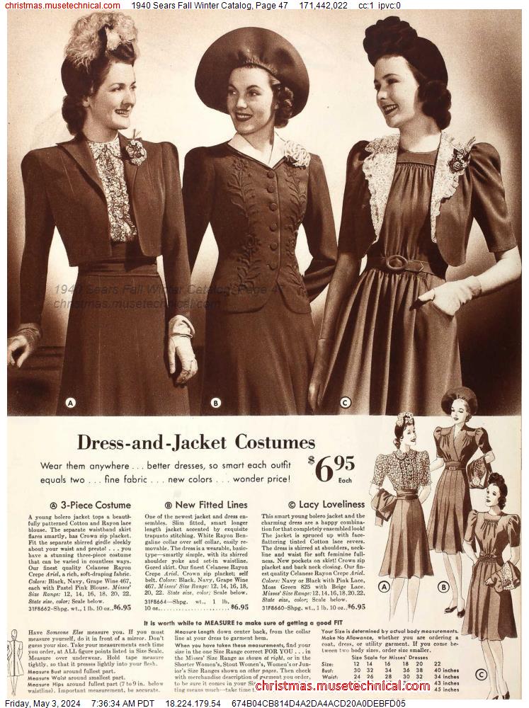 1940 Sears Fall Winter Catalog, Page 47