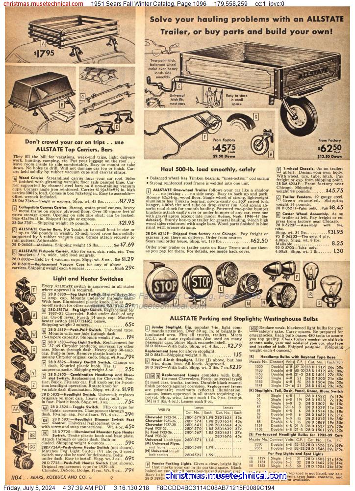 1951 Sears Fall Winter Catalog, Page 1096