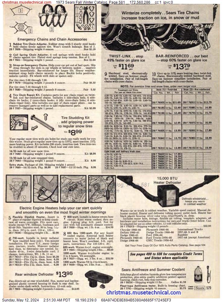 1973 Sears Fall Winter Catalog, Page 581
