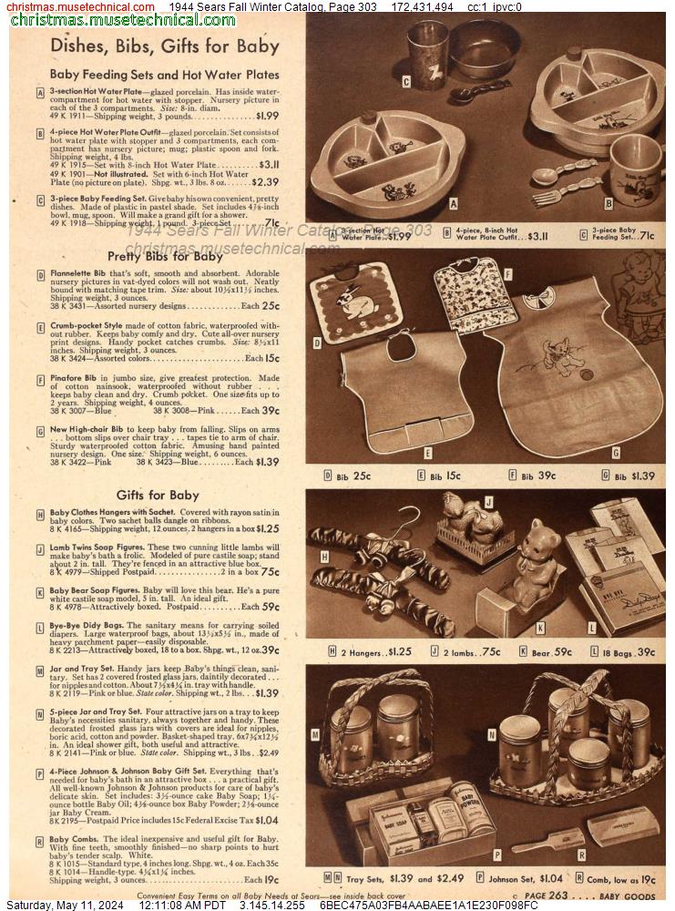 1944 Sears Fall Winter Catalog, Page 303