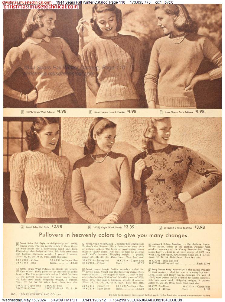 1944 Sears Fall Winter Catalog, Page 110
